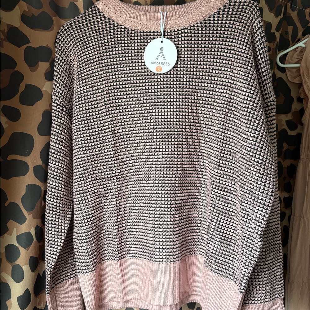 Pink and Black Women's Sweater